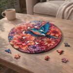 Puzzle en Bois Adulte - Colibri et Fleurs Épanouies