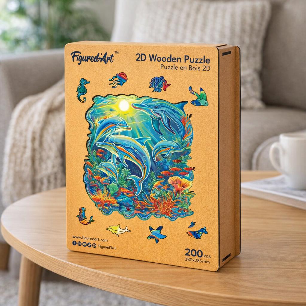 Puzzle en Bois Adulte - Dauphins et Récif corallien