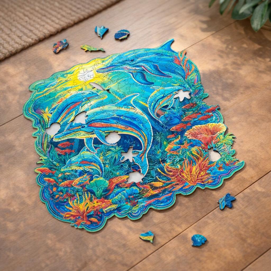 Puzzle en Bois Adulte - Dauphins et Récif corallien