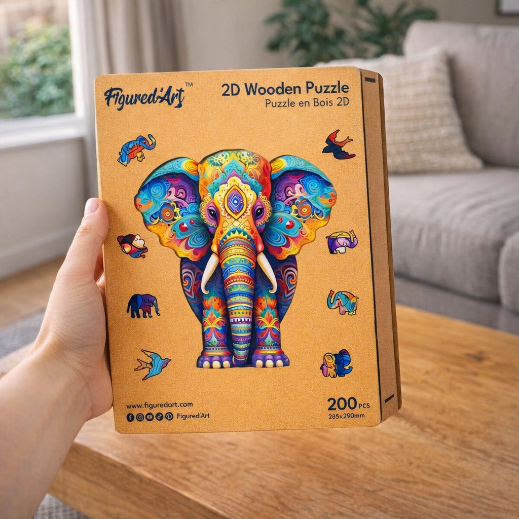 Éléphant puzzle bois