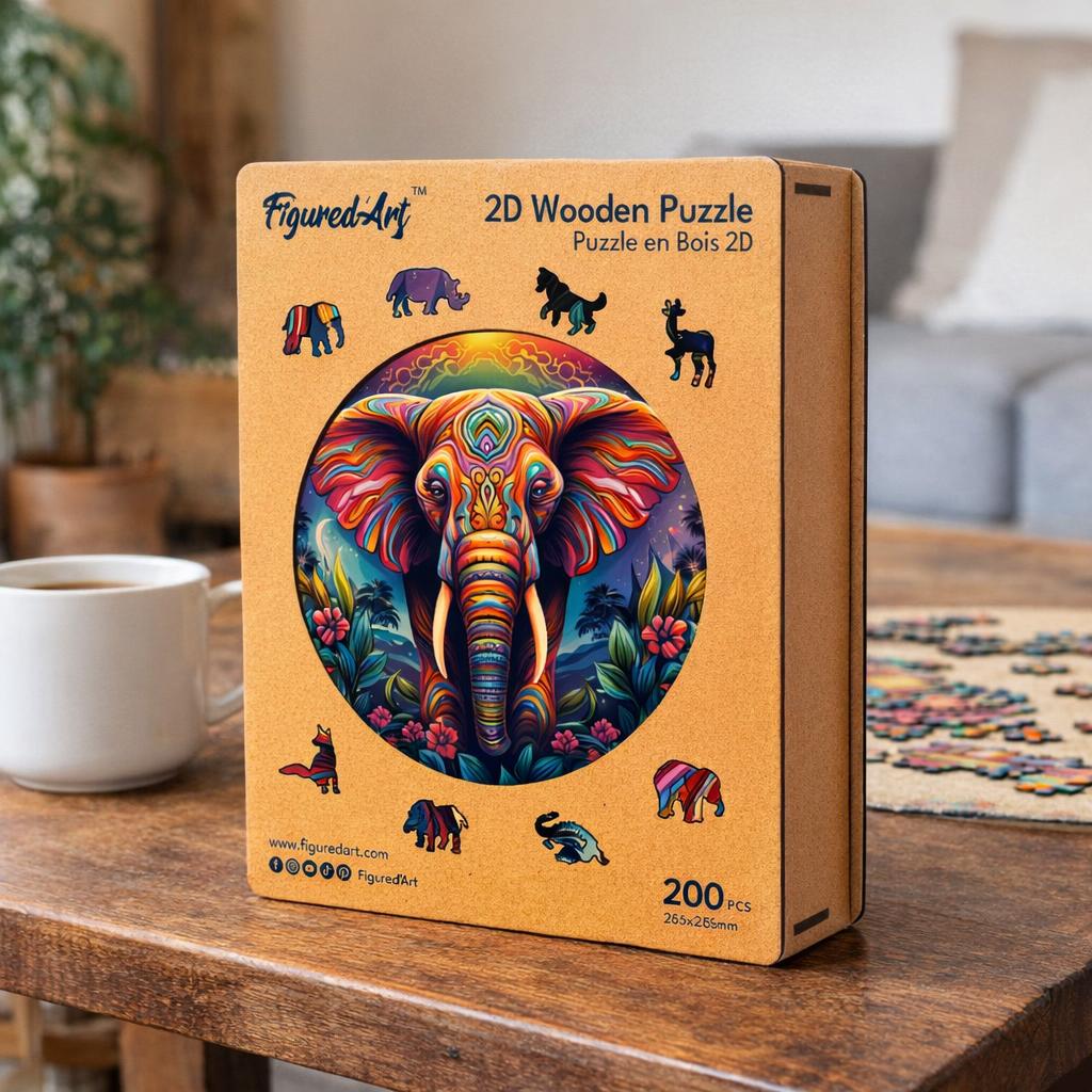 Puzzle en Bois Adulte - Éléphant Tribal