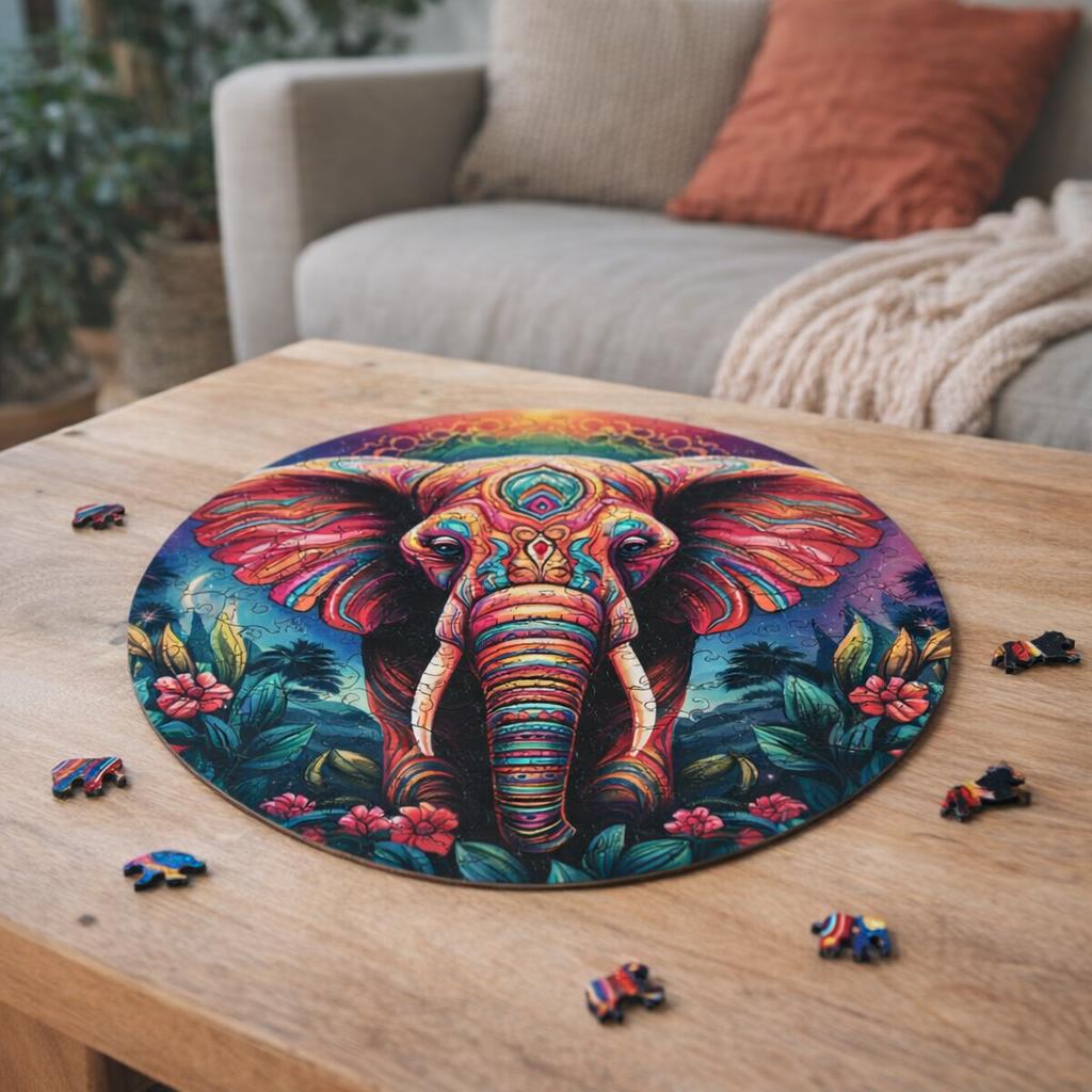 Puzzle en Bois Adulte - Éléphant Tribal