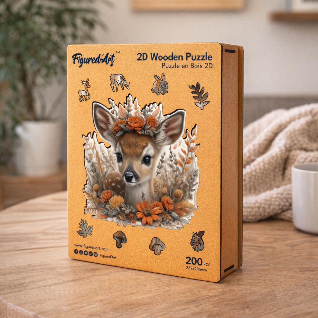 Puzzle en Bois Adulte - Faon et Fleurs