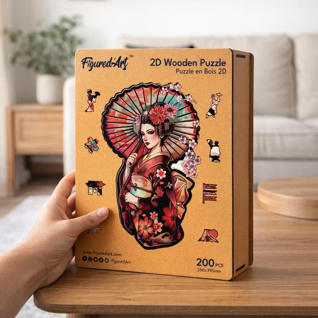Puzzle en Bois Adulte - Geisha et Ombrelle