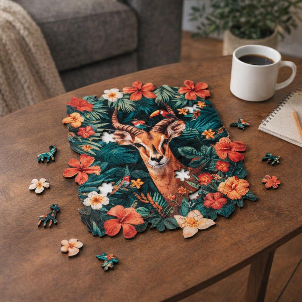 Puzzle en Bois Adulte - Girafe et Fleurs