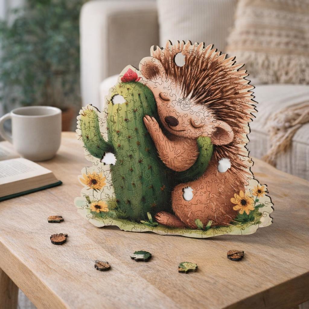 Puzzle en Bois Adulte - Hérisson et Cactus