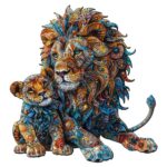 Puzzle en Bois Adulte - Lion et Lionceau