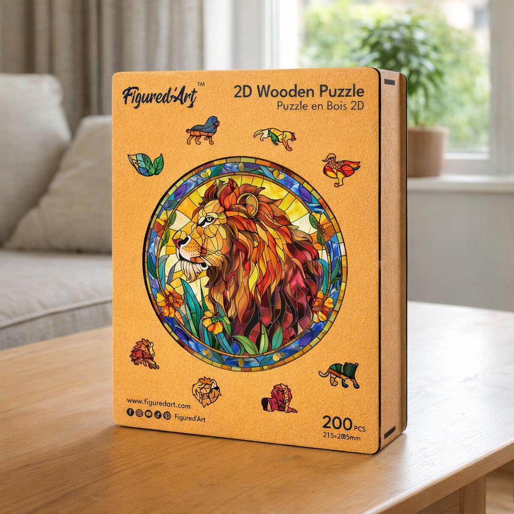 Puzzle en Bois Adulte - Lion Vitrail