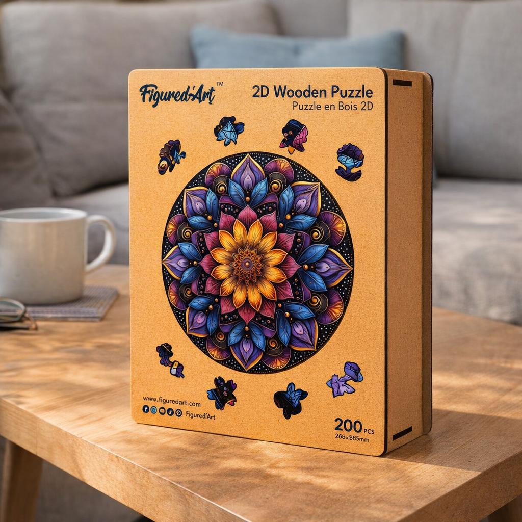 Puzzle en Bois Adulte - Mandala coloré