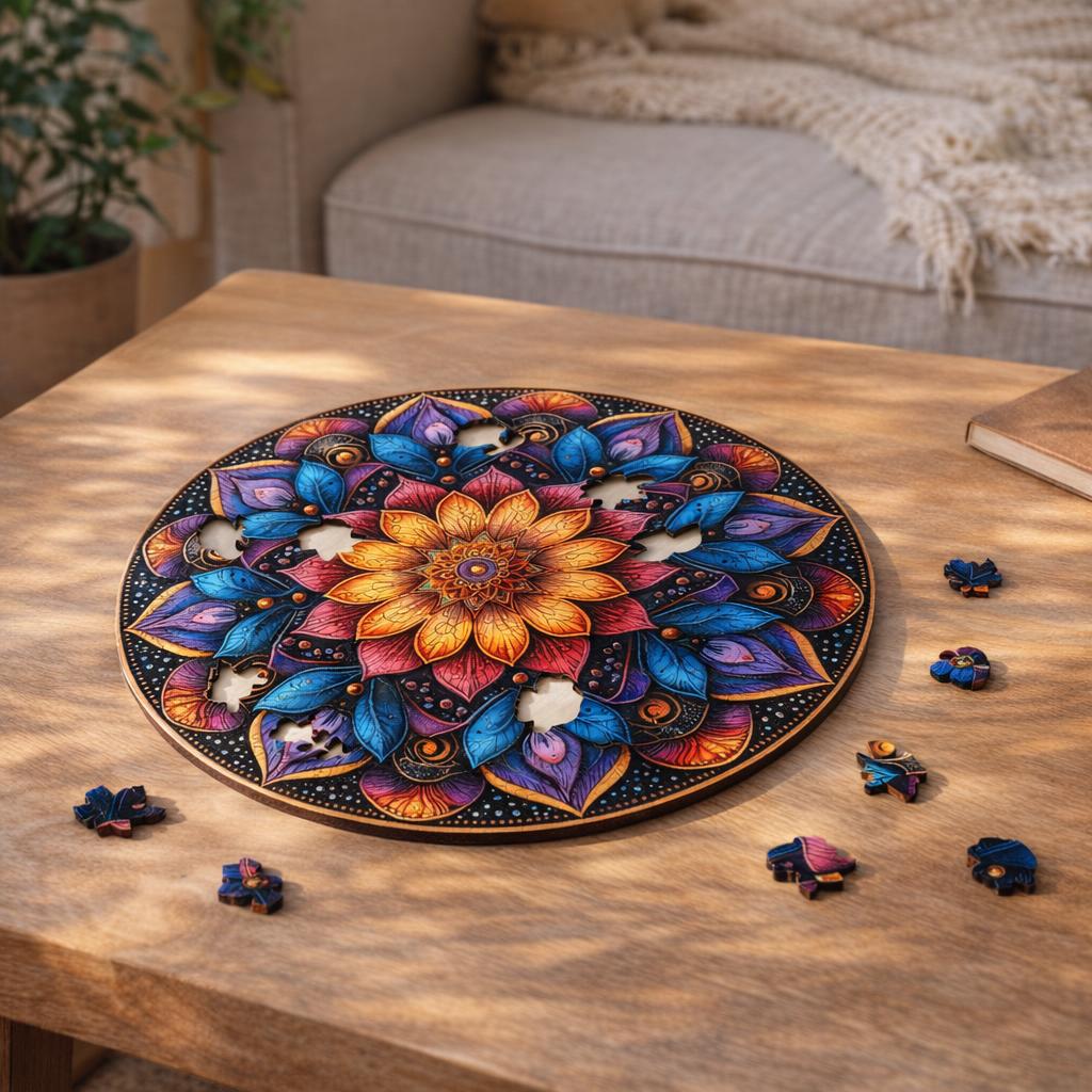 Puzzle en Bois Adulte - Mandala coloré