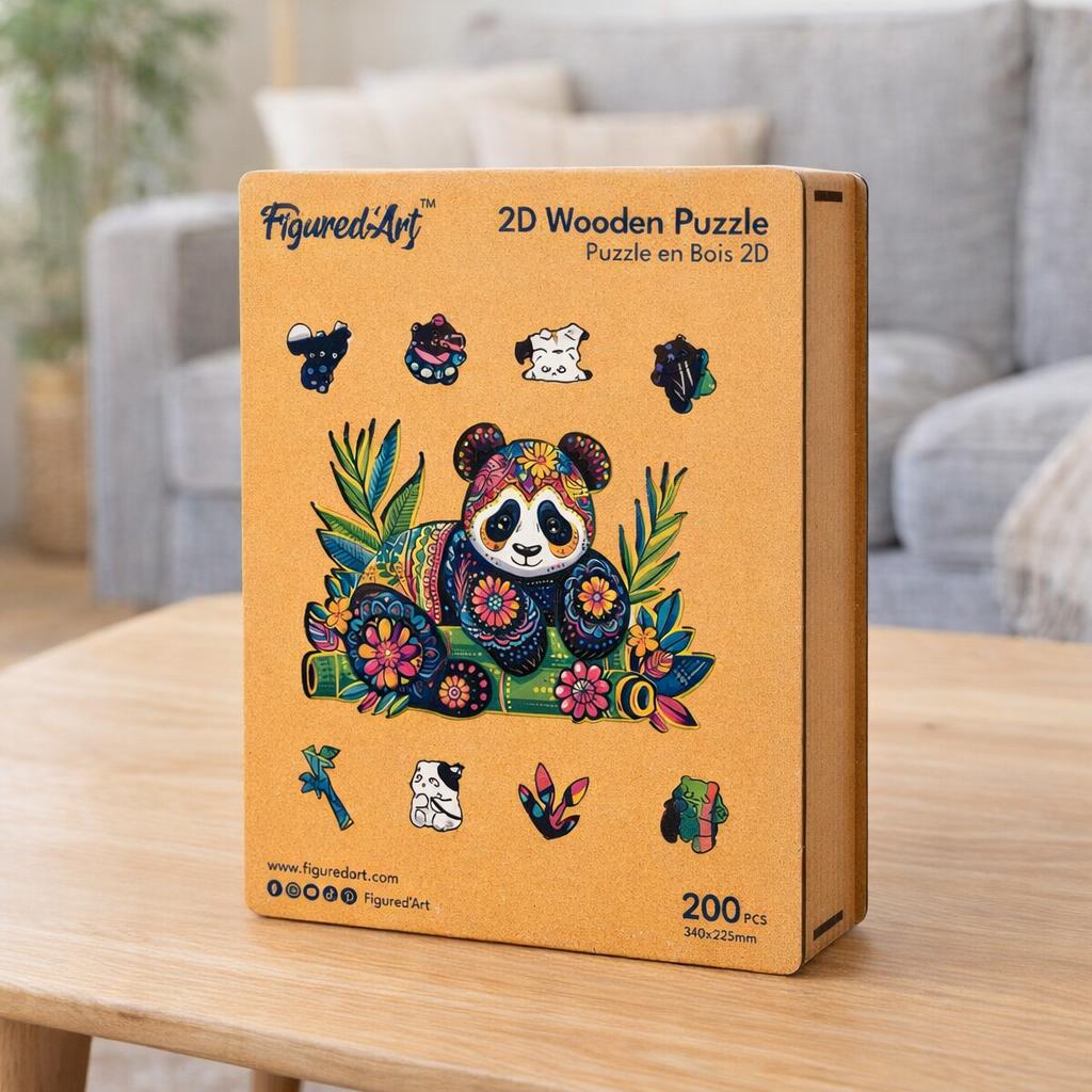 Puzzle en Bois Adulte - Panda floral
