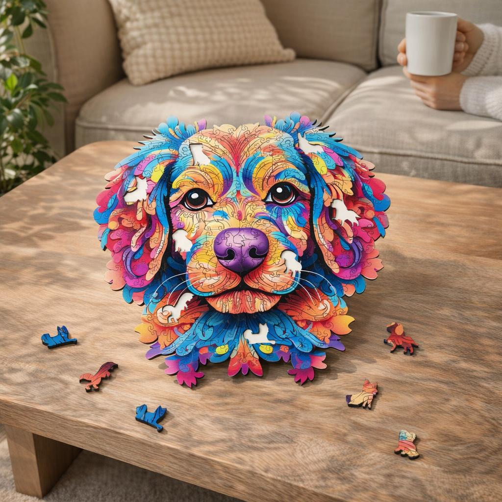Puzzle en Bois Adulte - Portrait de Chien coloré
