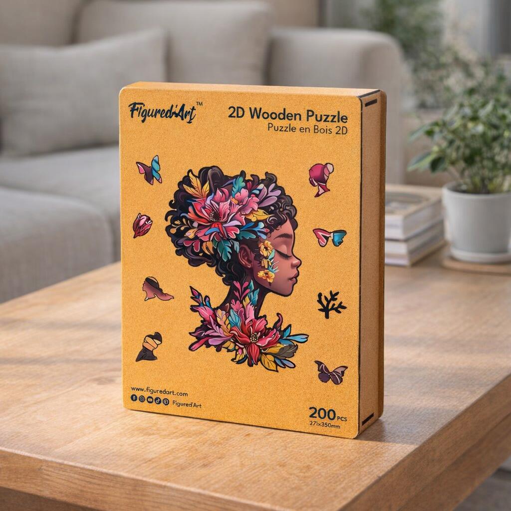 Puzzle en Bois Adulte - Portrait de Femme florale