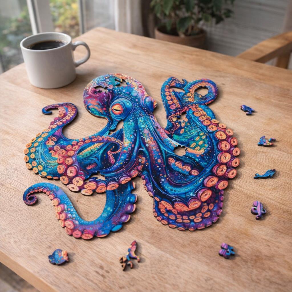 Puzzle en Bois Adulte - Poulpe coloré