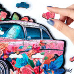 Puzzle en Bois Adulte - Voiture florale Vintage
