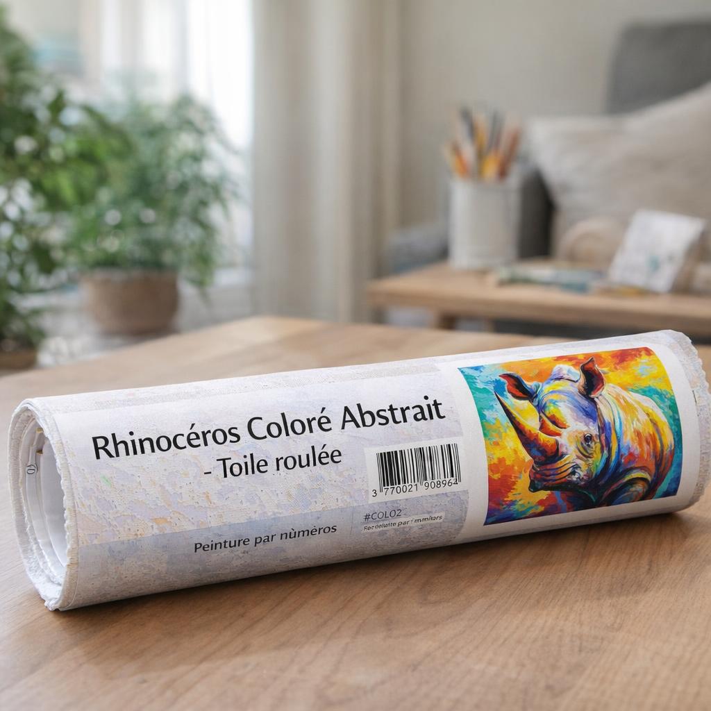 Rhinocéros Coloré Abstrait - Toile roulée