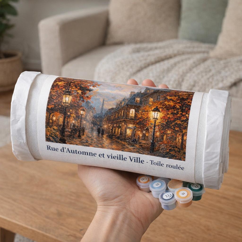 Rue d'Automne et vieille Ville - Toile roulée