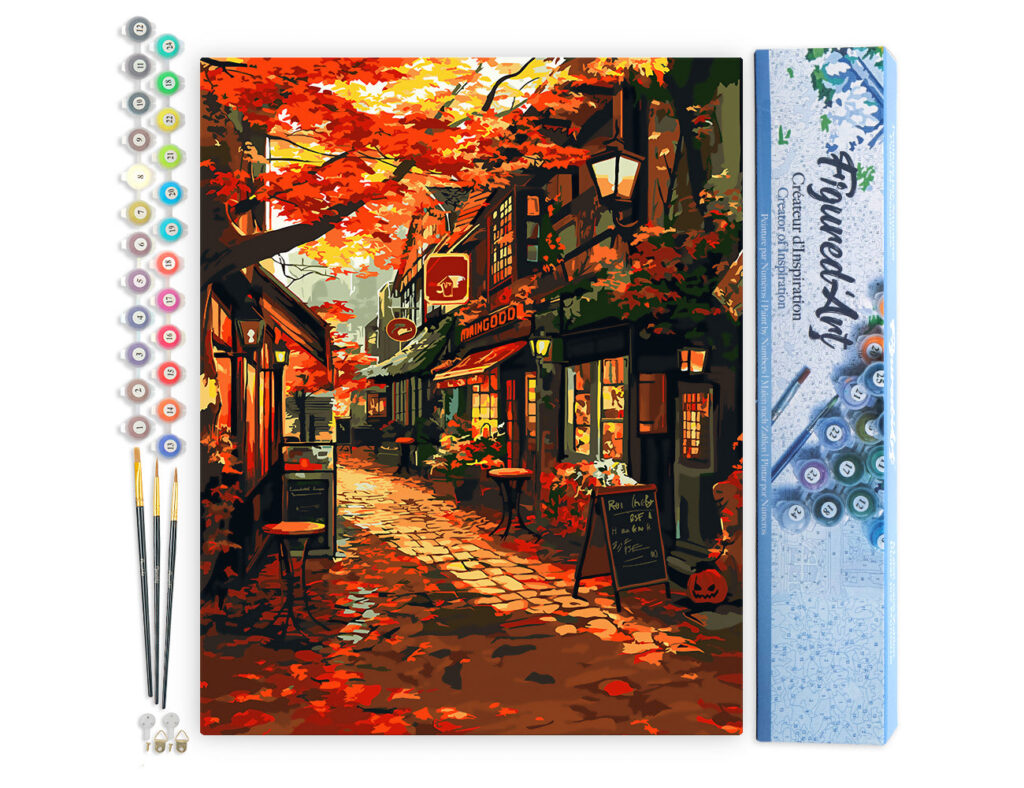 Rue du café en Automne - Toile roulée