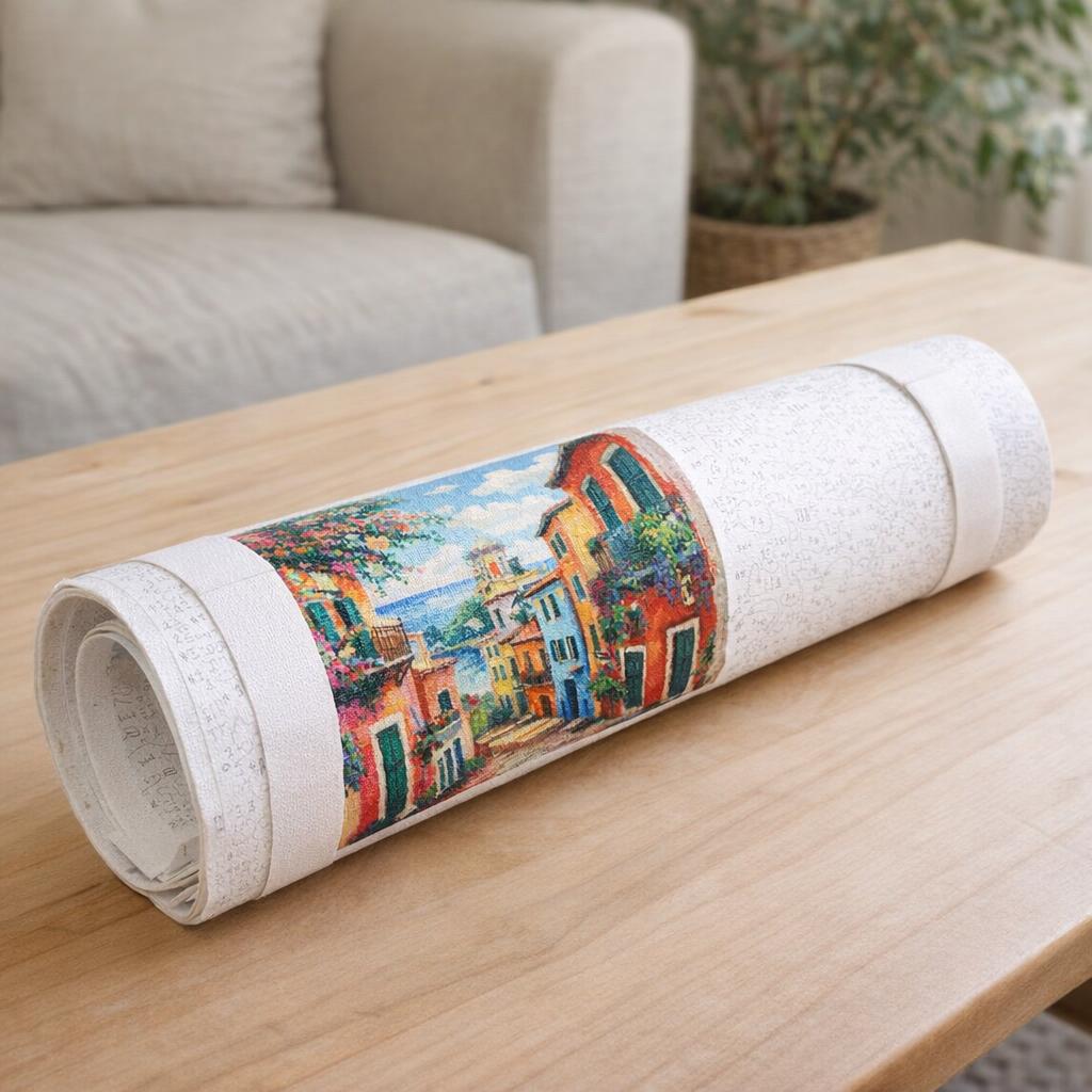 Ruelle méditerranéenne colorée - Toile roulée