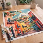 Ruelle méditerranéenne colorée - Toile roulée