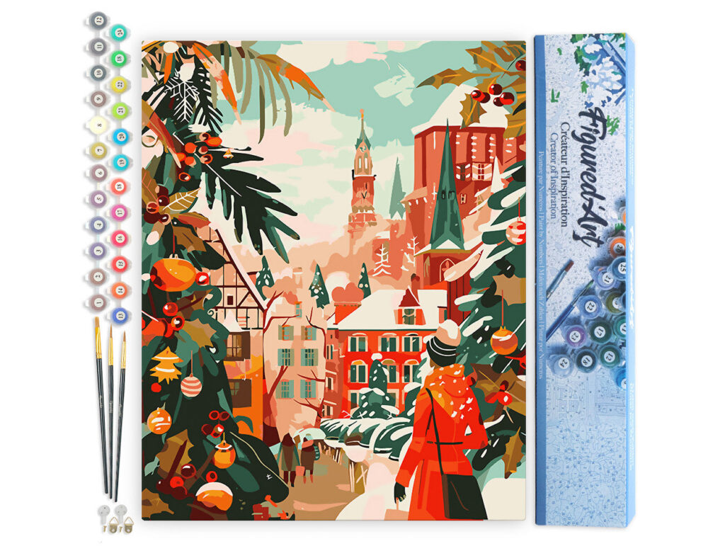 Scène de Marché de Noël - Toile roulée