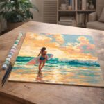 Surfeuse à l'aube - Toile roulée