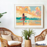 Surfeuse à l'aube - Toile roulée