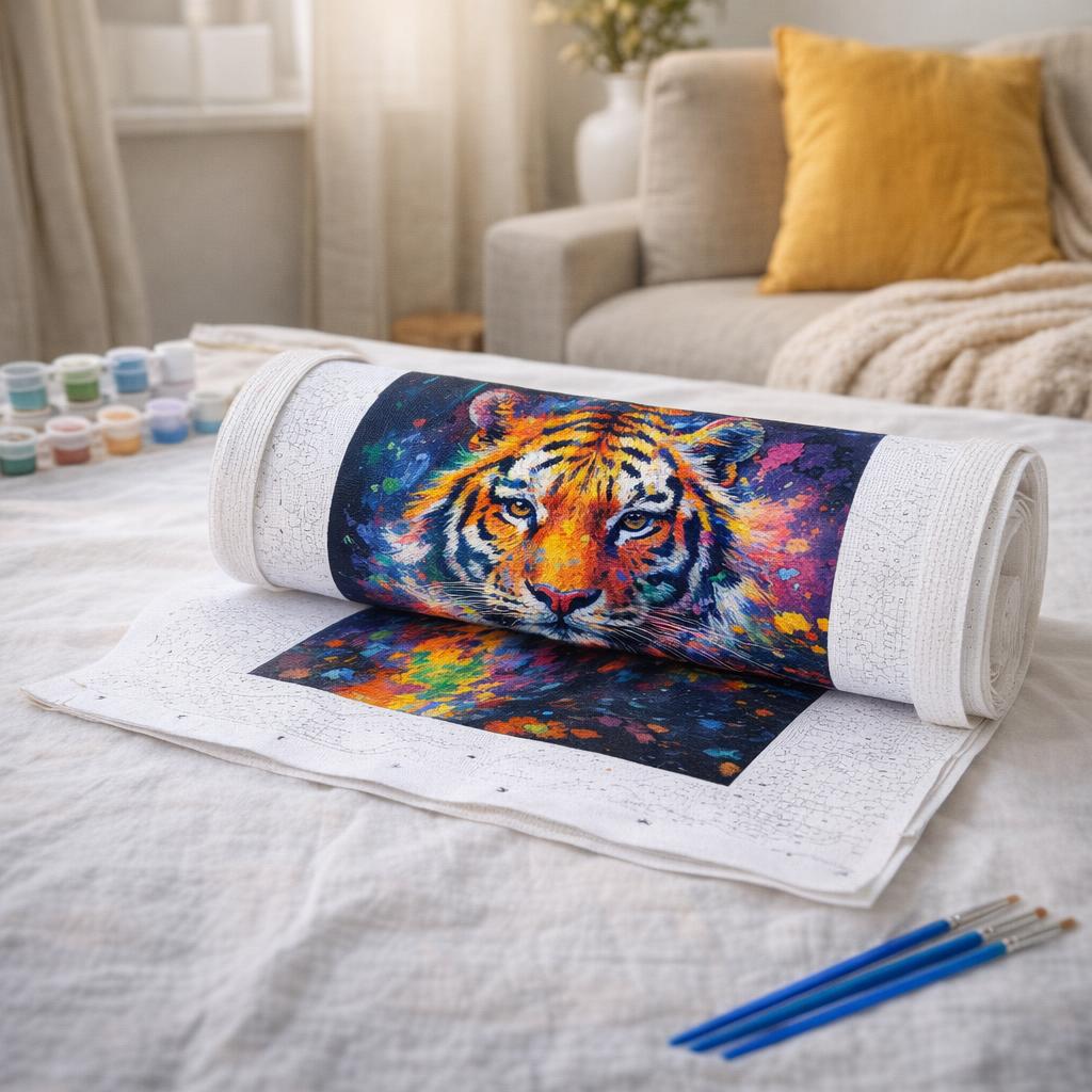 Tigre Coloré Abstrait - Toile roulée