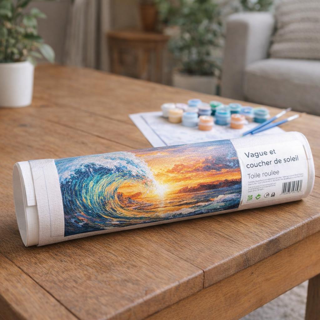 Vague coucher soleil