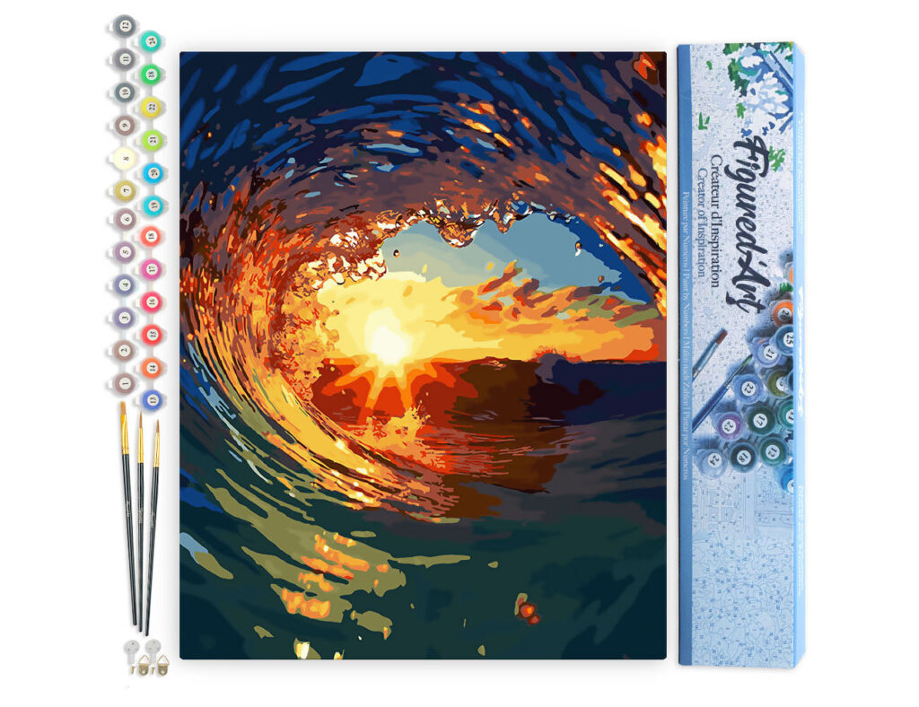 Vague et coucher de soleil - Toile roulée