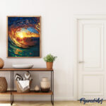 Vague et coucher de soleil - Toile roulée