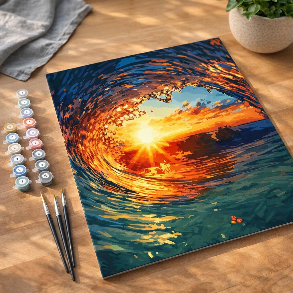 Vague et coucher de soleil - Toile roulée