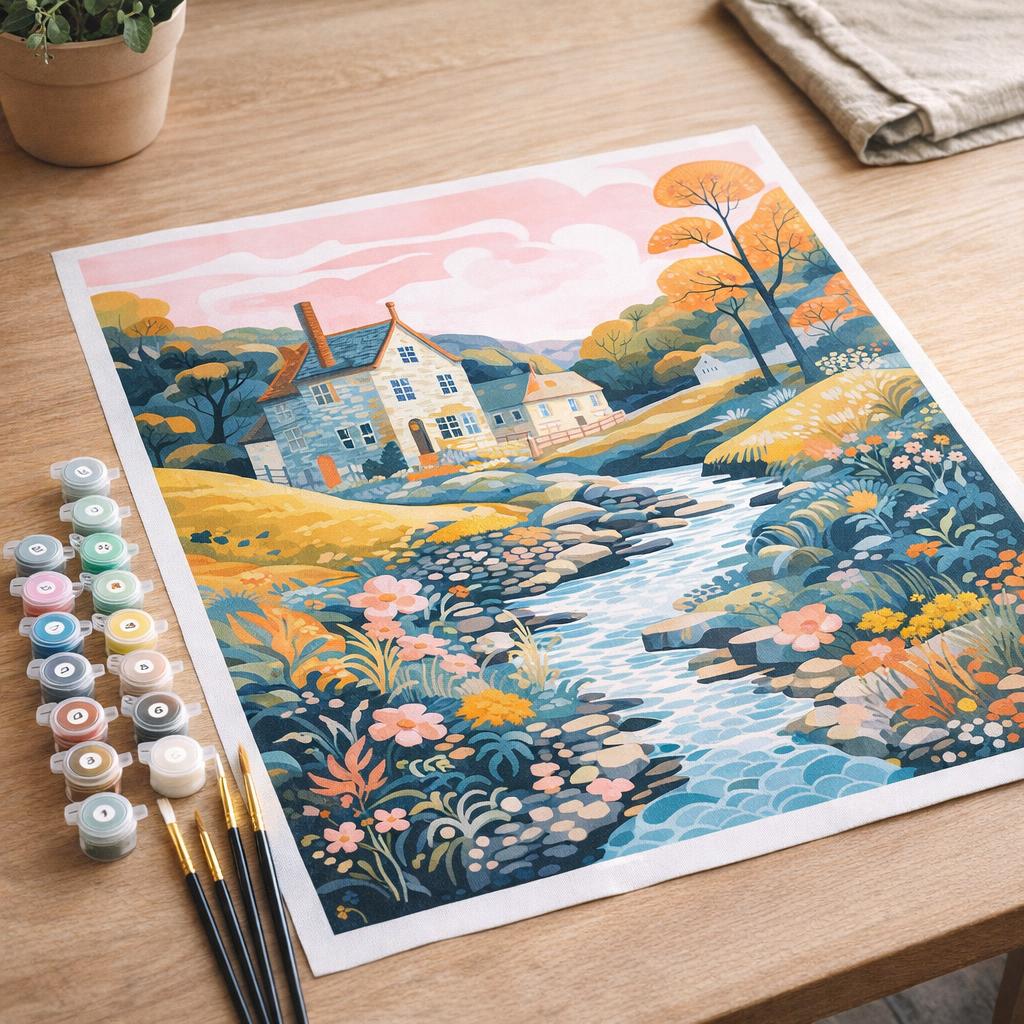 Villa au bord du ruisseau - Toile roulée