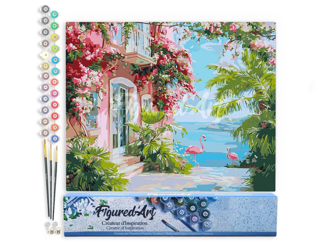 Villa rose en bord de mer - Toile roulée