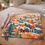 Village Hivernal Coloré - Toile roulée