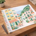 Ville côtière pastel - Toile roulée