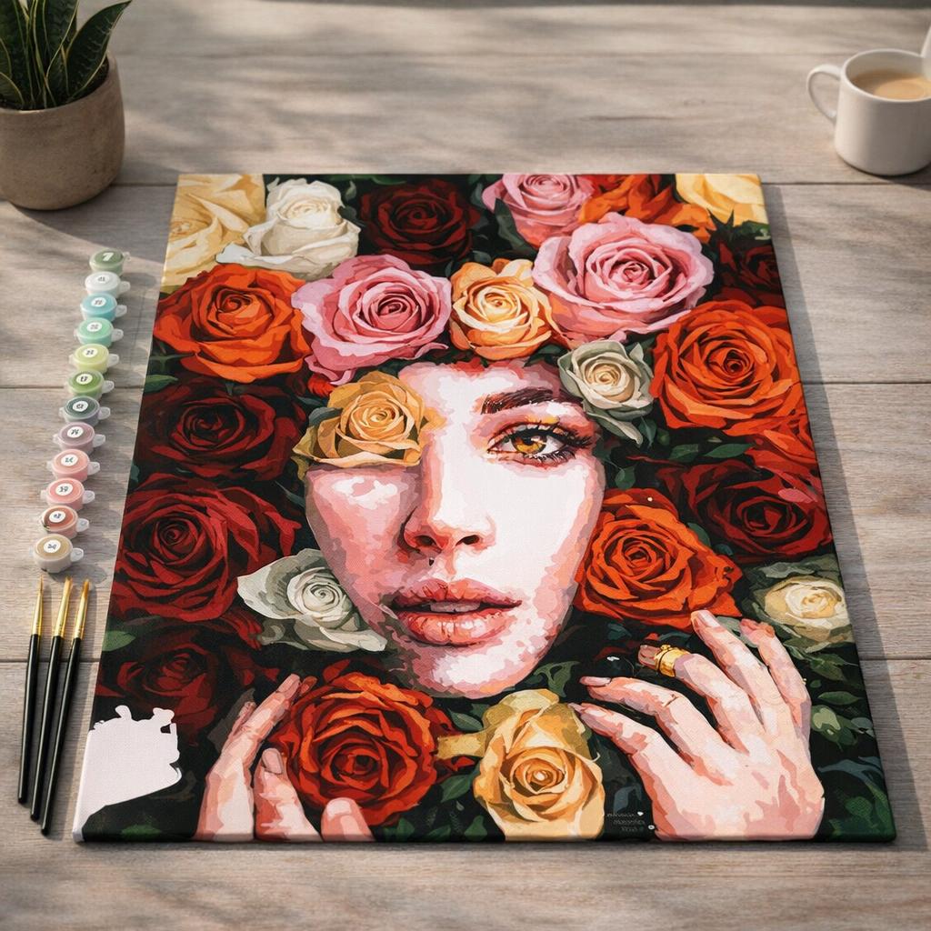 Visage de roses - Toile roulée